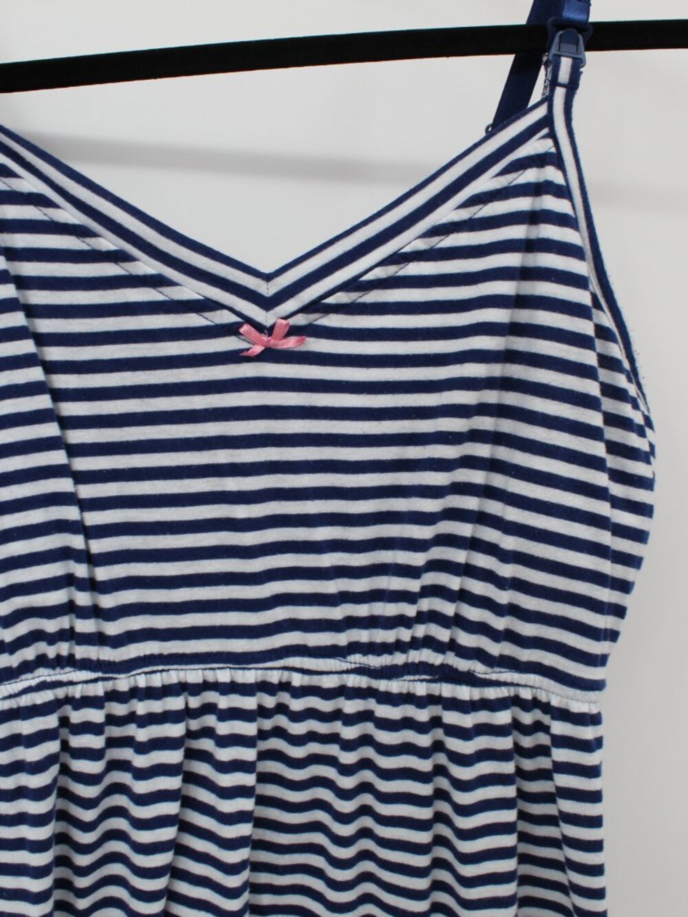 Blue and White Striped Summer Maternity Dress Sz Med Vacation Pool Cool Soft - Picture 3 of 6